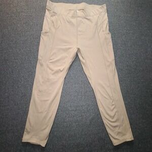 Fabletics Motion365 Leggings 1X High‎ Waist Tan Stretch Workout Pants Pocket 7/8